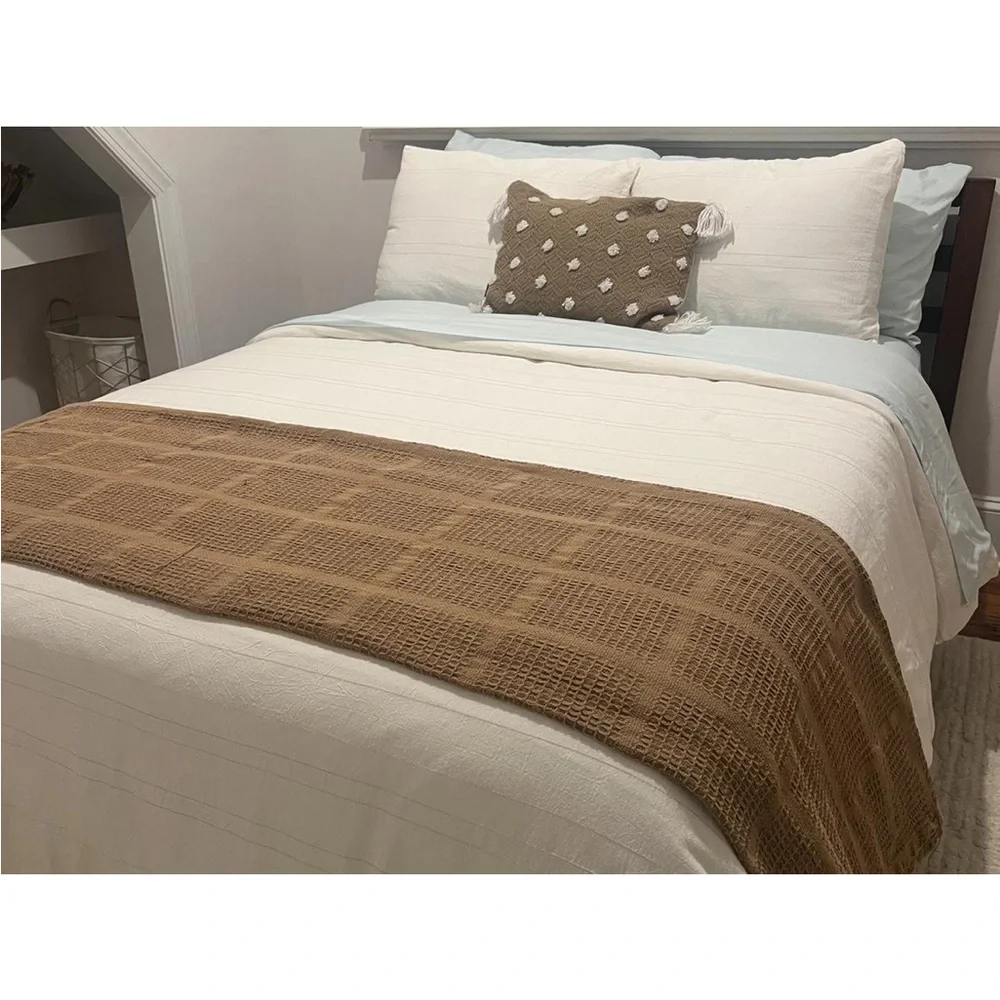 HEARTH & HAND NWT 3pc fine stripe duvet & sham set -twilight taupe -full/queen